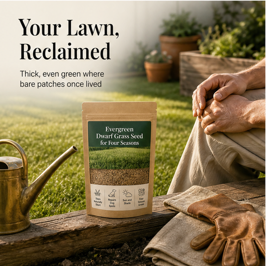 Everdell – Four-Season Evergreen Dwarf Grass Seed for Bare Spots & High-Traffic Lawns + 50% OFF