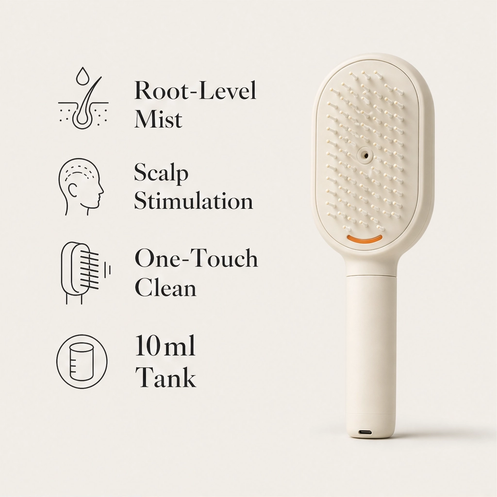 Dewelle™ – Spray, Massage & Detangle 3-in-1 Electric Hair Brush + 50% OFF