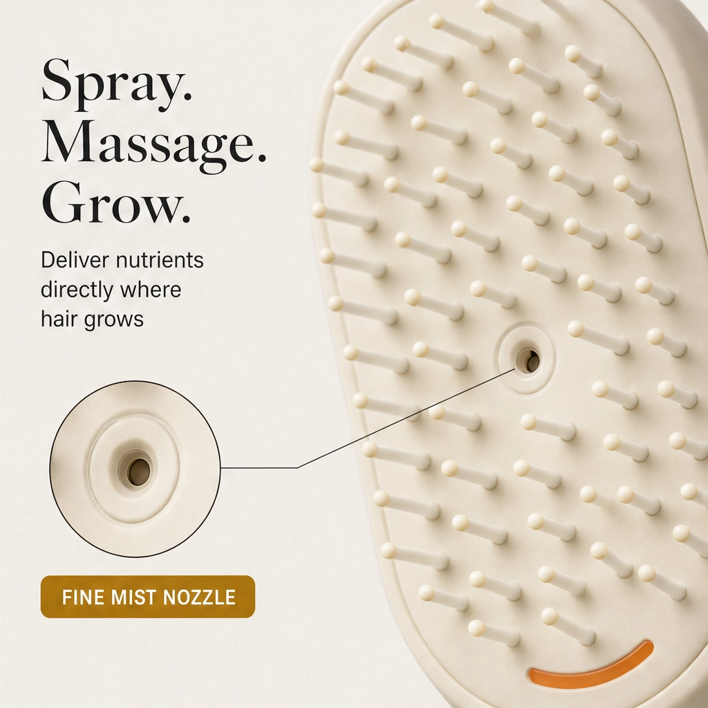 Dewelle™ – Spray, Massage & Detangle 3-in-1 Electric Hair Brush + 50% OFF