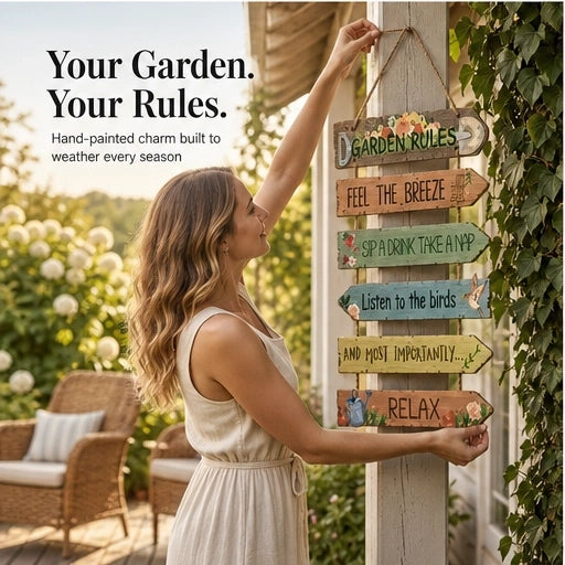 Thistlebrook – Printed Botanical Wooden Hanging Garden Sign + 50% OFF