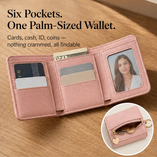 Folden™ – Slim Tri-Fold Wallet with Zip Coin Pocket & Keychain + 50% OFF