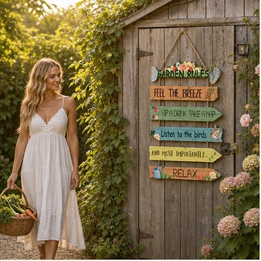 Thistlebrook – Printed Botanical Wooden Hanging Garden Sign + 50% OFF