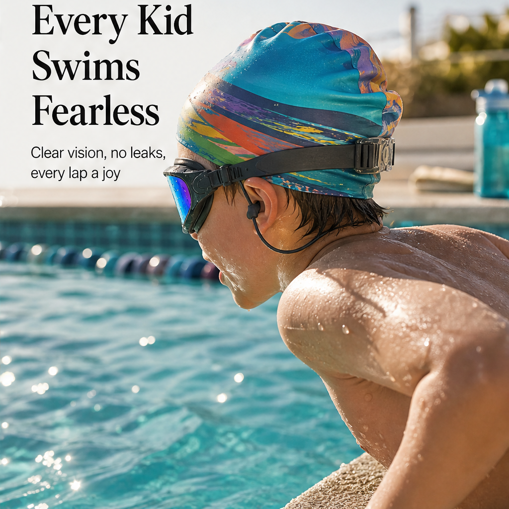 Otterly – Anti-Fog Kids Swim Goggles Set with Built-In Ear Plugs & UV Lenses + 50% OFF