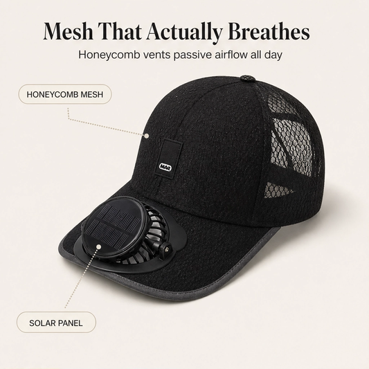 Zephria™ – Solar-Powered Cooling Fan Sun Hat with UPF50+ Brim & 360° Airflow + 50% OFF