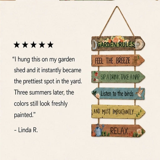 Thistlebrook – Printed Botanical Wooden Hanging Garden Sign + 50% OFF