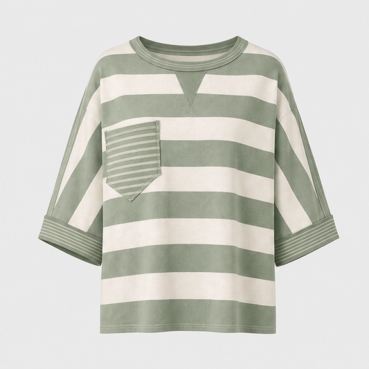Ashbrook™ – Drop-Shoulder Striped Pocket Cotton Tee +50% OFF