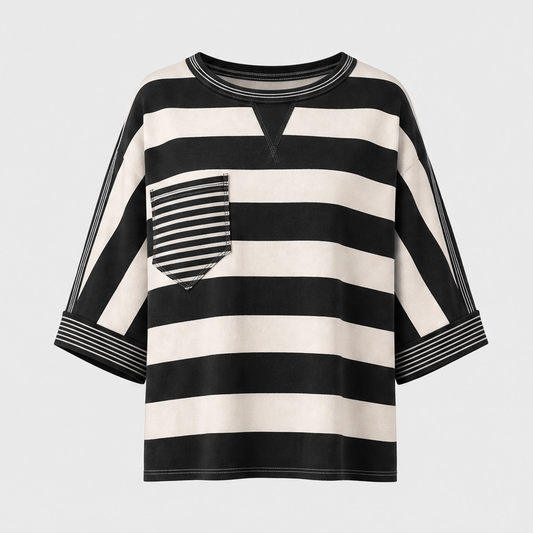Ashbrook™ – Drop-Shoulder Striped Pocket Cotton Tee +50% OFF