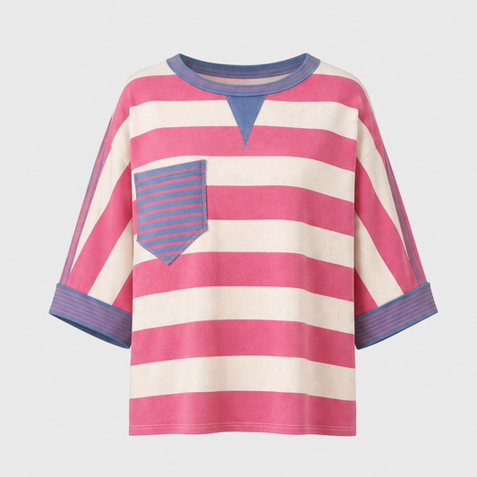 Ashbrook™ – Drop-Shoulder Striped Pocket Cotton Tee +50% OFF
