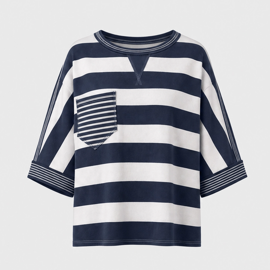 Ashbrook™ – Drop-Shoulder Striped Pocket Cotton Tee +50% OFF