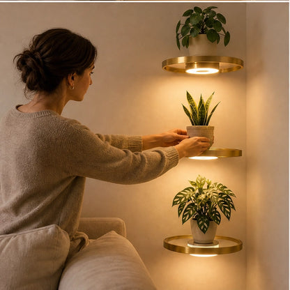 Glowsill – Floating Plant Shelf with Warm LED Uplight, Cordless & Rechargeable + 50% OFF