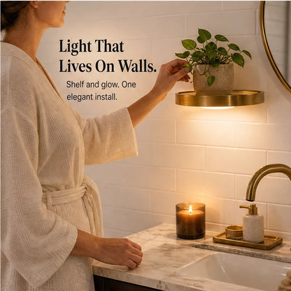 Glowsill – Floating Plant Shelf with Warm LED Uplight, Cordless & Rechargeable + 50% OFF