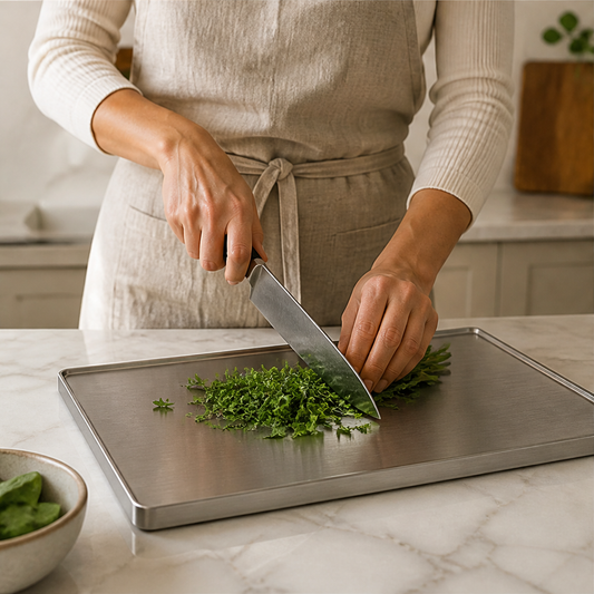 Temper – Non-Porous Stainless Steel Prep Board with Anti-Slip Lipped Edge + 50% OFF