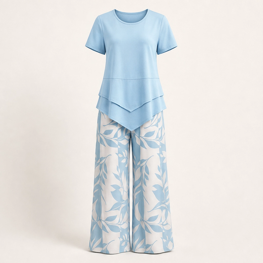 Lullara™ – Layered Tunic Top & Wide-Leg Trouser Set + 50% OFF