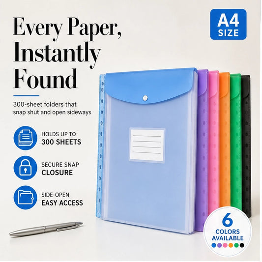Stowren™ – Side-Opening A4 Binder Pockets with Snap Closure + 50% OFF