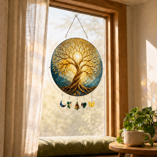 Sundrop™ – Shatter-Resistant Acrylic Stained Glass Sunset & Sea Suncatcher + 50% OFF