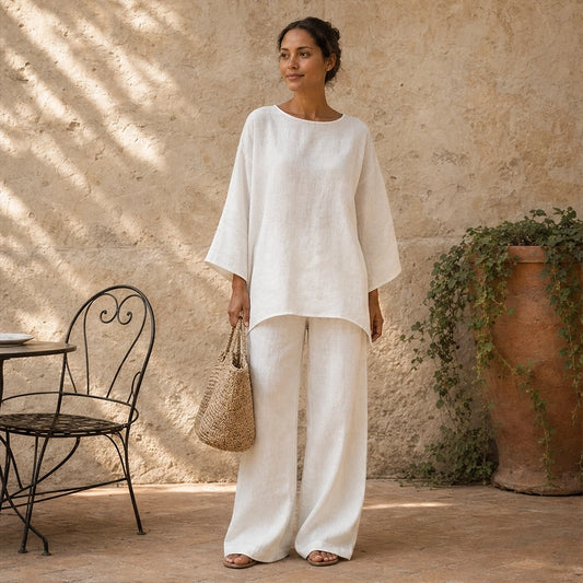Ashmoore™ – Loose-Fit Long Sleeve Top & Wide-Leg Trousers Two-Piece Set + 50% OFF
