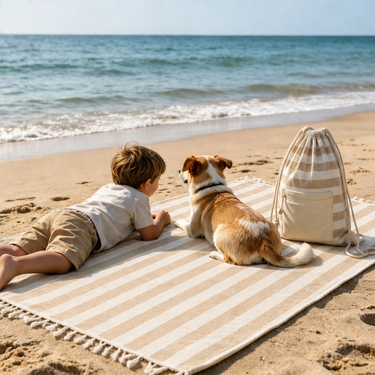 Coveley™ – 2-in-1 Convertible Beach Towel & Drawstring Backpack with Zip Pocket + 50% OFF
