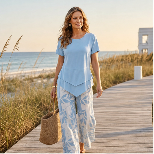 Lullara™ – Layered Tunic Top & Wide-Leg Trouser Set + 50% OFF