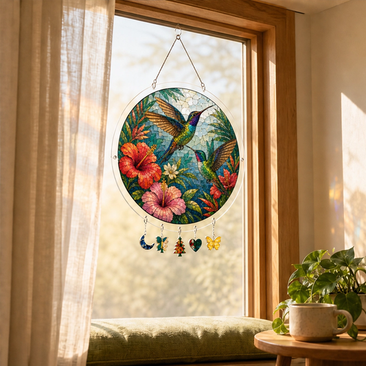 Sundrop™ – Shatter-Resistant Acrylic Stained Glass Sunset & Sea Suncatcher + 50% OFF