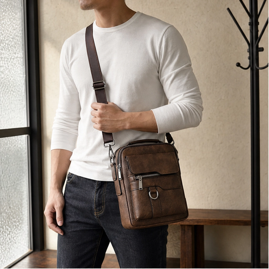 Hewson™ – Slim Multi-Compartment Waterproof PU Leather Crossbody Messenger Bag + 50% OFF
