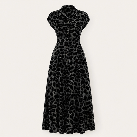 Velmara™ – Leopard Print Lapel Collar Belted Midi Dress + 50% OFF