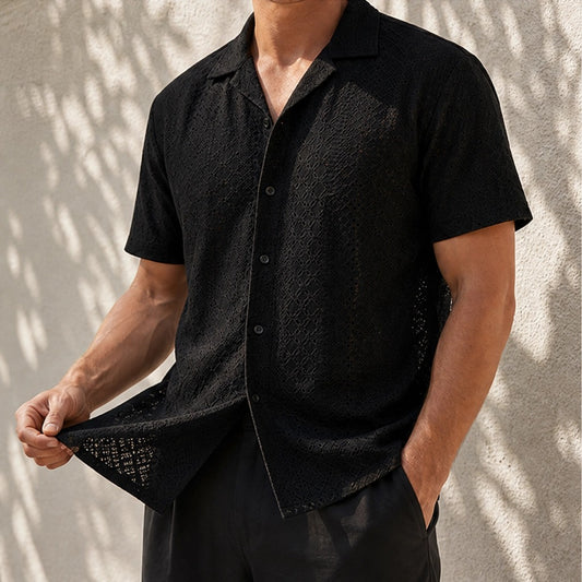 Isola™ – Breathable Open-Weave Cuban-Collar Resort Shirt for Men + 50% OFF