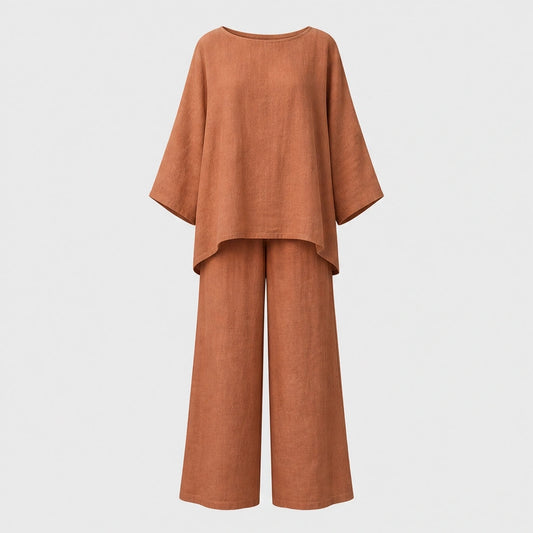 Ashmoore™ – Loose-Fit Long Sleeve Top & Wide-Leg Trousers Two-Piece Set + 50% OFF