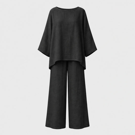 Ashmoore™ – Loose-Fit Long Sleeve Top & Wide-Leg Trousers Two-Piece Set + 50% OFF