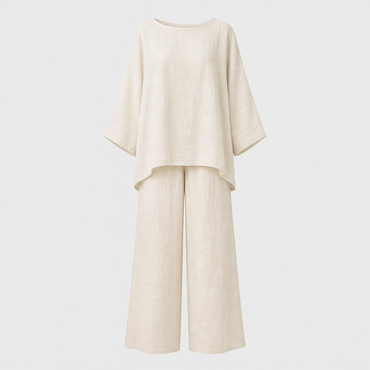 Ashmoore™ – Loose-Fit Long Sleeve Top & Wide-Leg Trousers Two-Piece Set + 50% OFF