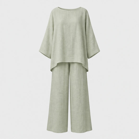 Ashmoore™ – Loose-Fit Long Sleeve Top & Wide-Leg Trousers Two-Piece Set + 50% OFF