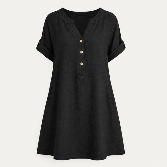Willowmere™  – V-Neck Cotton-Blend Tunic Dress with Pockets + 50 % OFF