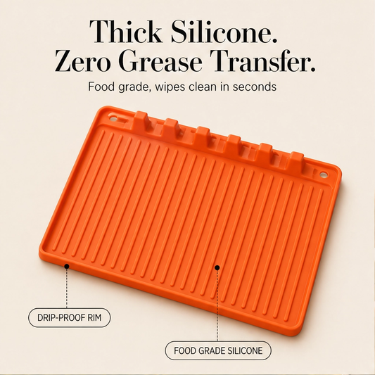 DripDock™ – Heat-Resistant Silicone Utensil Mat with Built-In Drip Tray + 50% OFF