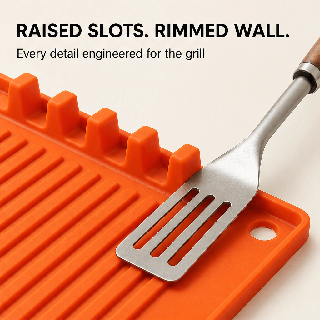 DripDock™ – Heat-Resistant Silicone Utensil Mat with Built-In Drip Tray + 50% OFF