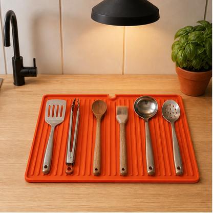 DripDock™ – Heat-Resistant Silicone Utensil Mat with Built-In Drip Tray + 50% OFF