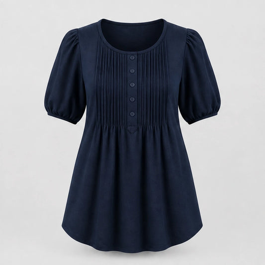 Sable™ – Pleated Front Puff Sleeve Soft Drape Top + 50% OFF