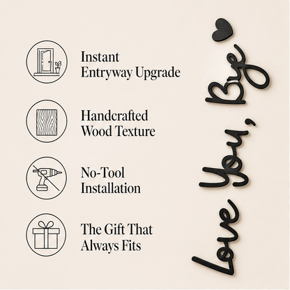 Wrenhollow – "Love You, Bye" No-Drill Wooden Entryway Sign + 50% OFF