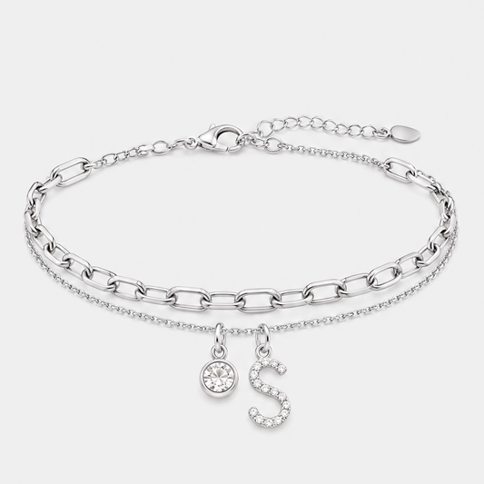 Halora™ – Layered Gold Anklet with Rhinestones & Letter Charm (A-Z) + Buy 1 Get 1 FREE
