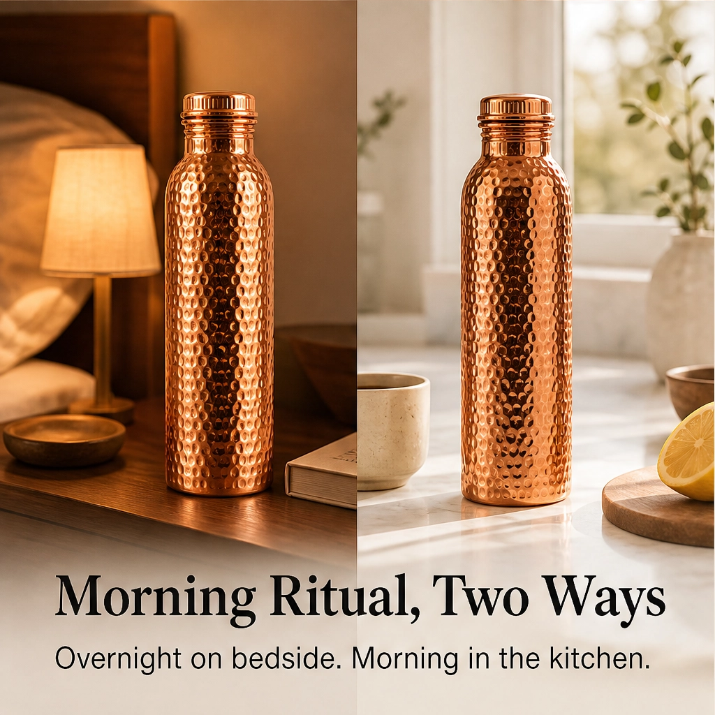 Emberwell – One-Piece Solid Copper, Plastic-Free Hammered Water Bottle + 50% OFF