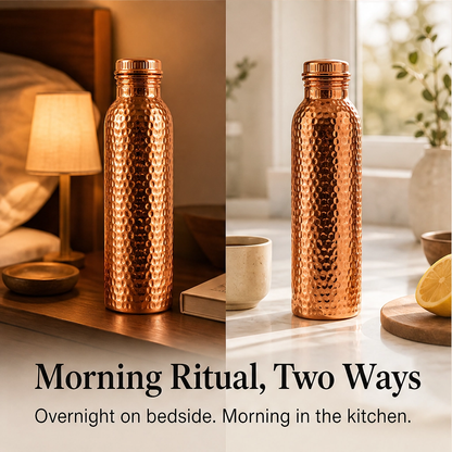 Emberwell – One-Piece Solid Copper, Plastic-Free Hammered Water Bottle + 50% OFF