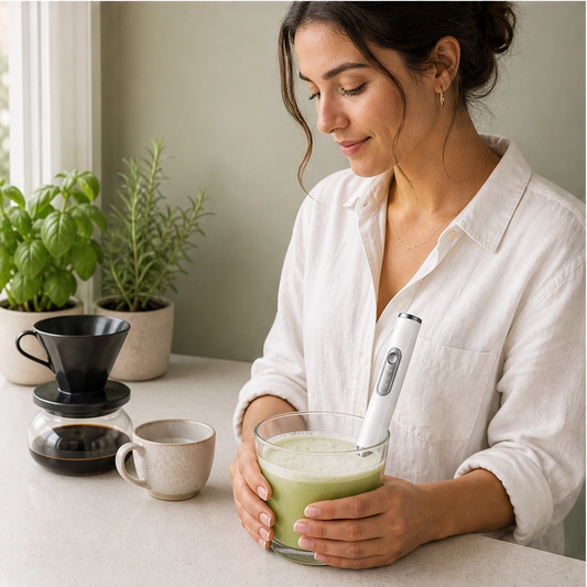 Frothwell – 3-in-1 Rechargeable Handheld Milk Frother with 3 Whisk Heads & 3 Speeds + 50% OFF