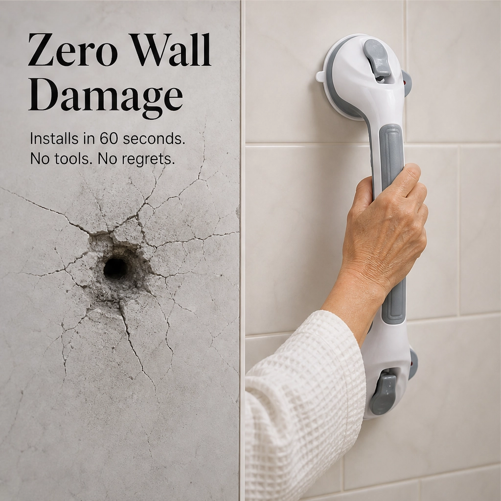 Steadwell™ – Drill-Free Suction Grab Bar with Washable Reusable Grip + 50% OFF