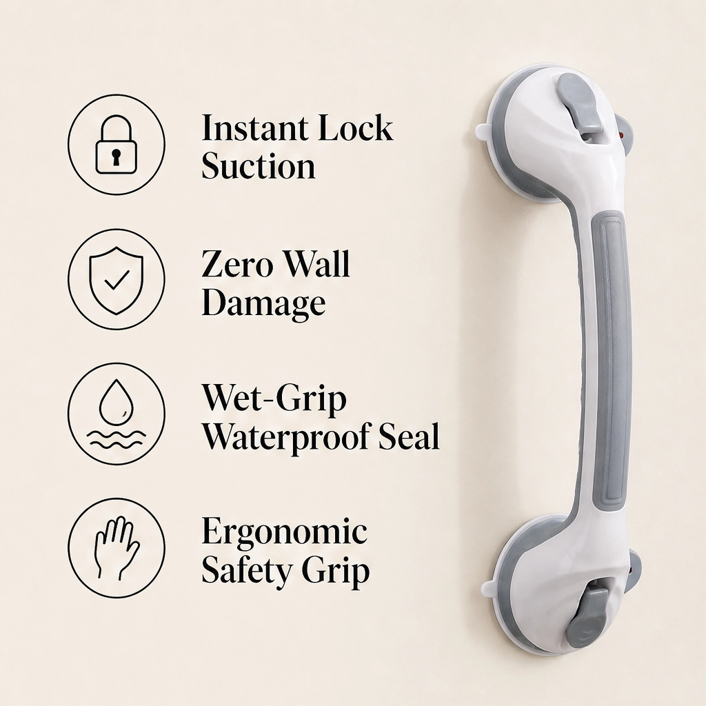 Steadwell™ – Drill-Free Suction Grab Bar with Washable Reusable Grip + 50% OFF