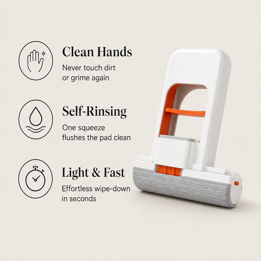 Snapwipe – Self-Wringing Foldable Mini Mop for Wet & Dry Cleaning + 50% OFF features