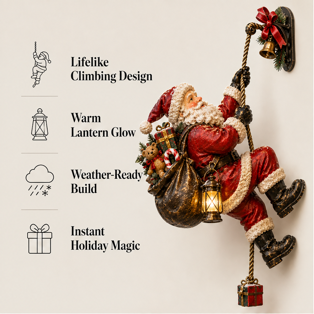 Kringlewick – Lighted Climbing Santa Wall Decoration + 50% OFF features