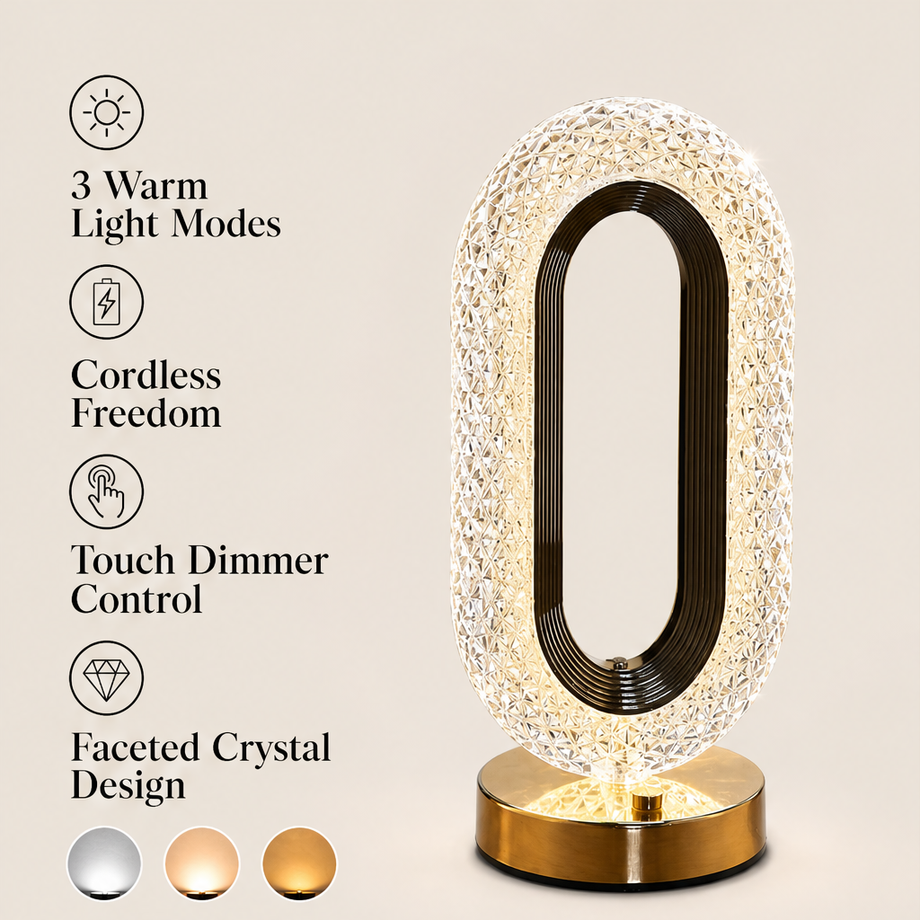 Lumecroft – Rechargeable Touch Crystal Bedside Nightlight + 50% OFF features