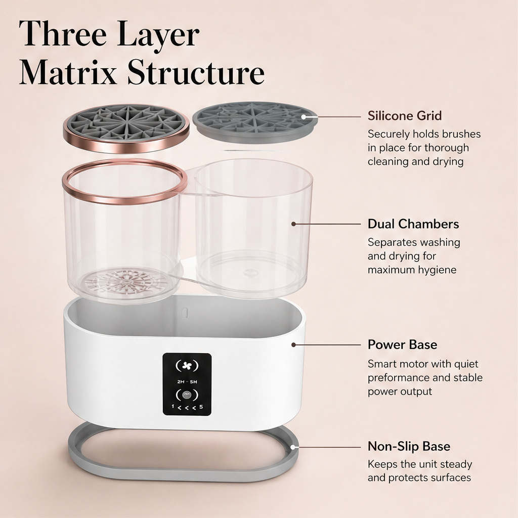 Brushvue – Automatic Wash & Dry Electric Makeup Brush Cleaner + 50% OFF detail