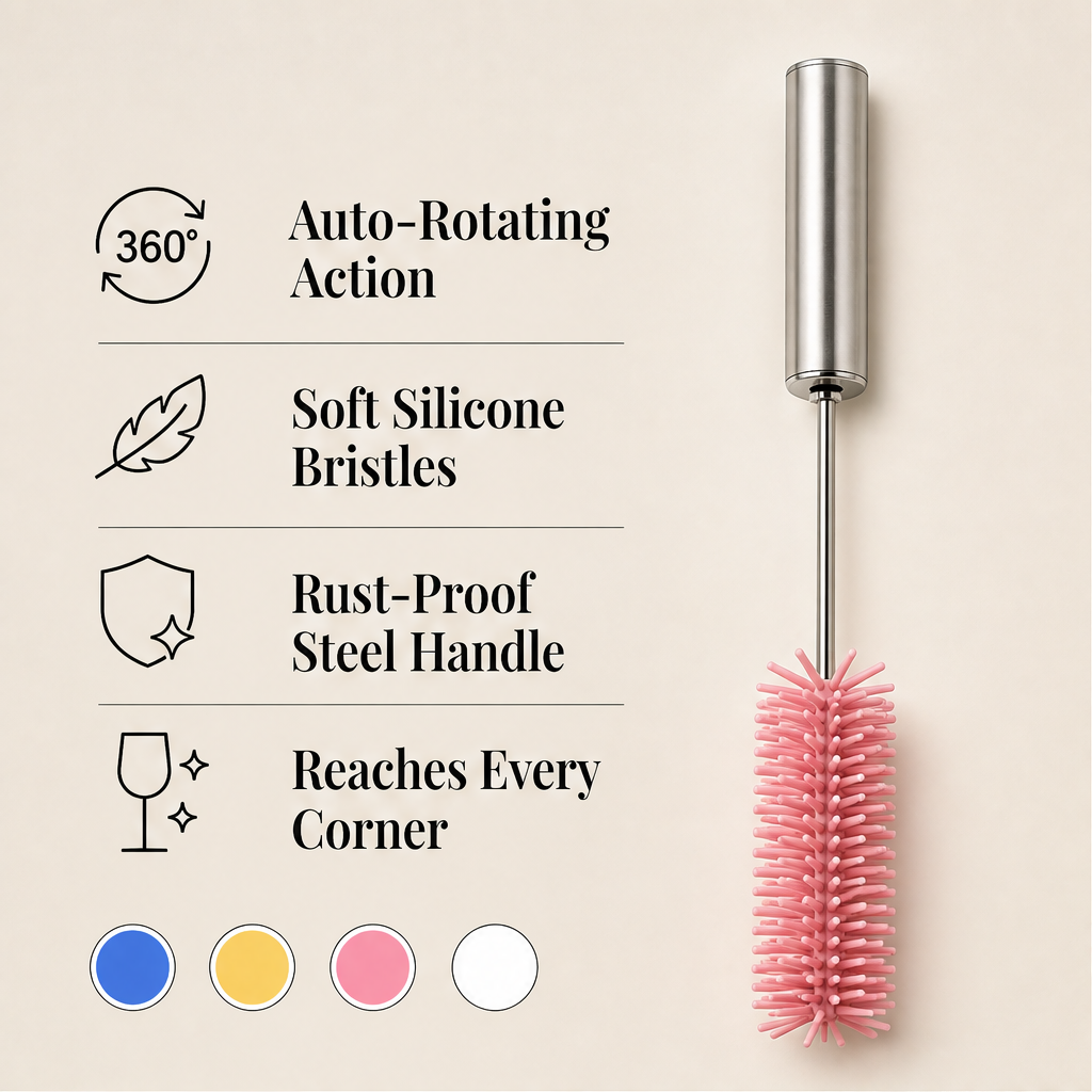 Spinora – Press-Activated Rotating Silicone Glass Cleaning Brush + 50% OFF features