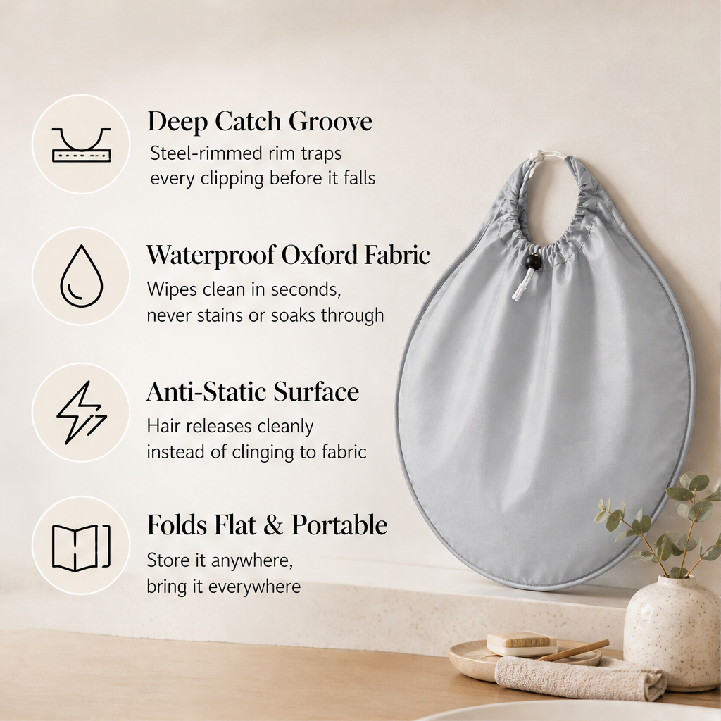 Snipwell – Foldable Catch-Rim Hair Cutting Cape with Clipping Catcher + 50% OFF features