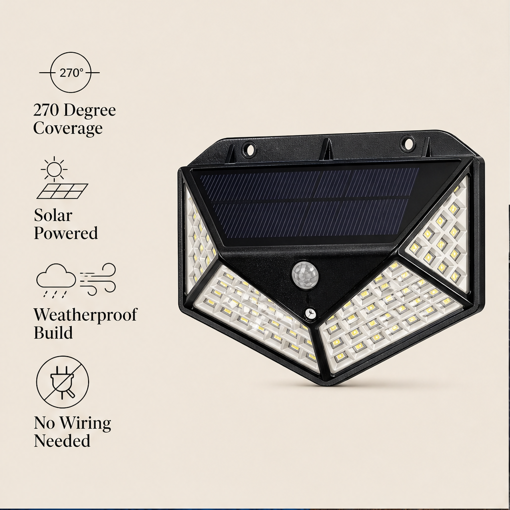 Solvane – 140-LED Motion-Sensor Solar Wall Light + 50% OFF features