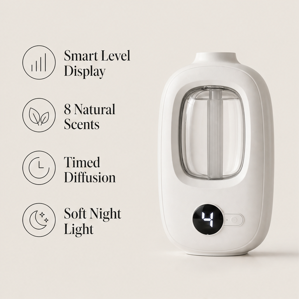 Linden Mist – Timed Aroma Diffuser with 8 Scents and Night Light + 50% OFF features